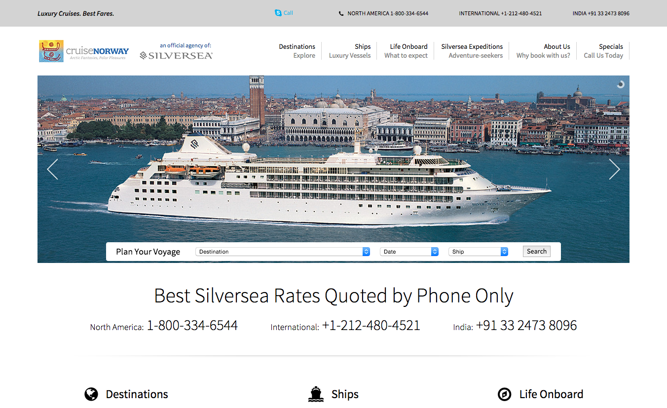 Silversea Cruises Norway Site